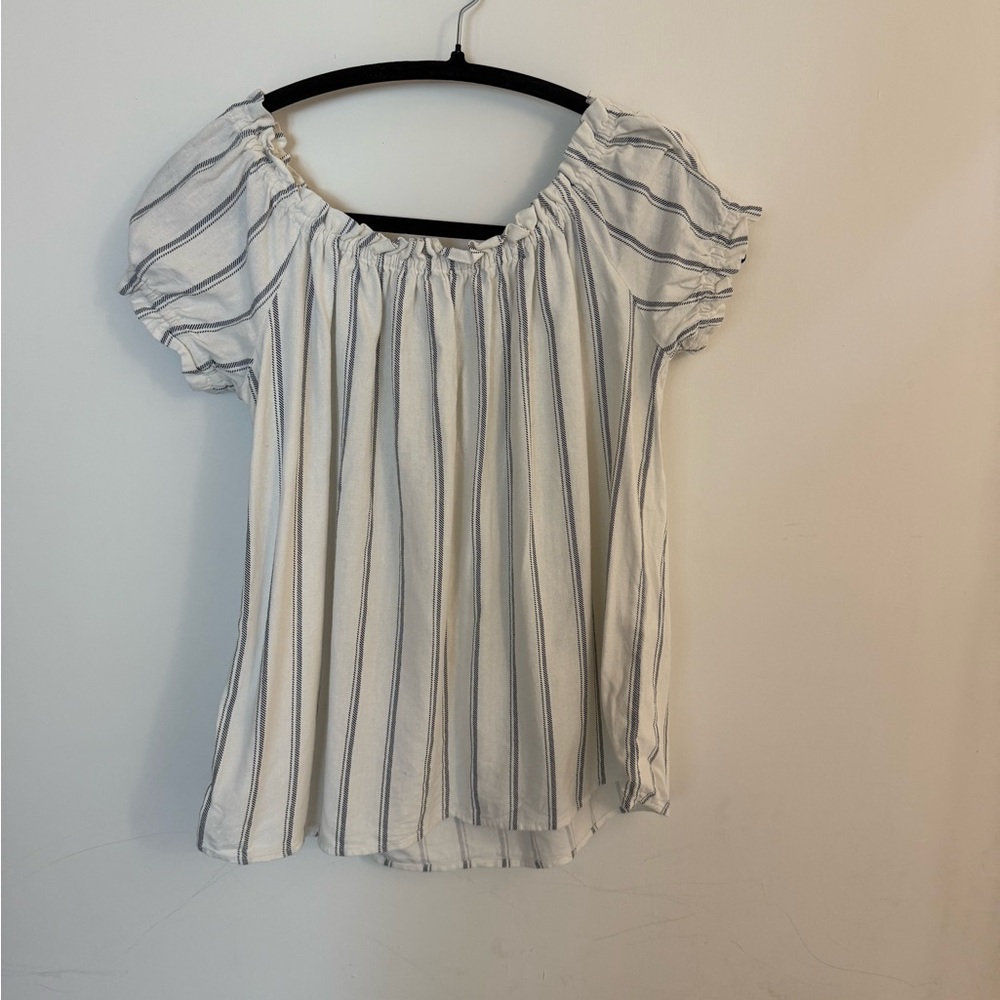 Women’s Vero Moda White Striped Off the Shoulder Pleated Blouse